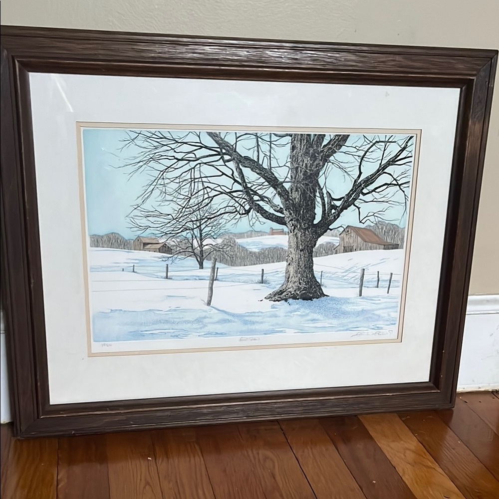 FIRST SNOW SIGNED PRINT CAROL COLLETTE 1980 WATERCOLOR.